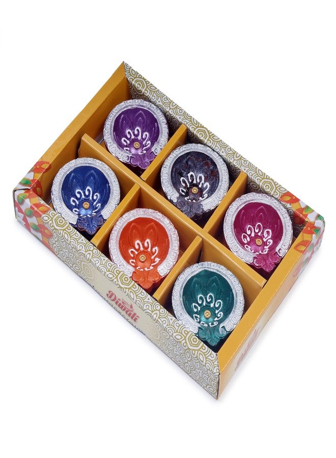 TrendBell Handmade Terracotta Set of 6 Multicolor Clay Diya for Diwali/Navratri Decorations Oil Lamp Diwali Clay Diya Tea Light Holder Indian Decor Festival Gifts Puja Items | TRBD6-03 - Image 5